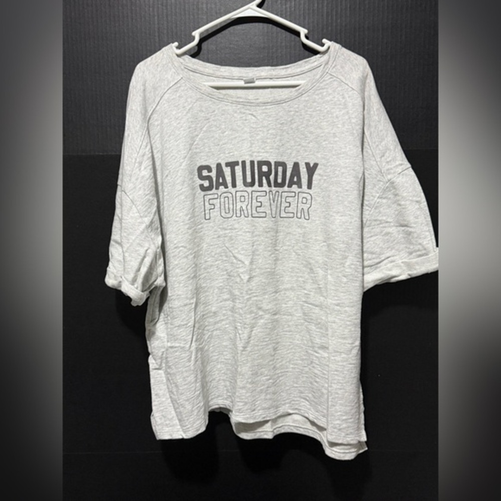 🎋Old Navy Gray 'Saturday Forever' Oversized Roll Sleeve Sweatshirt